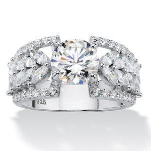 ✨925 Silver Plated Round Cut CZ Halo Wedding Ring, MARR9444